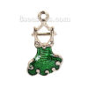 Picture of Zinc Based Alloy Charms Dress Gold Plated Green Enamel 22mm( 7/8") x 13mm( 4/8"), 10 PCs