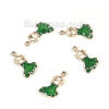 Picture of Zinc Based Alloy Charms Dress Gold Plated Green Enamel 22mm( 7/8") x 13mm( 4/8"), 10 PCs