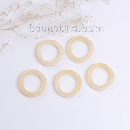 Picture of Acrylic Pendants Circle Ring Light Beige Marble Effect 42mm Dia., 20 PCs