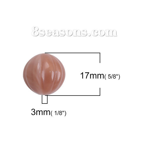 Picture of Acrylic Beads Pumpkin Light Coffee Marble Effect About 17mm x 16mm, Hole: Approx 3mm, 30 PCs
