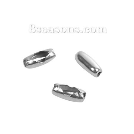 304 Acero Inoxidable Conector Cadena Bolas Tono de Plata (Apta 2mm Cadena Bola) 7mm x 3mm, 200 Unidades