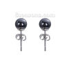 Picture of Stainless Steel & Hematite Ear Post Stud Earrings Gunmetal Black Round 19mm( 6/8") x 6mm( 2/8"), Post/ Wire Size: (21 gauge), 2 Pairs