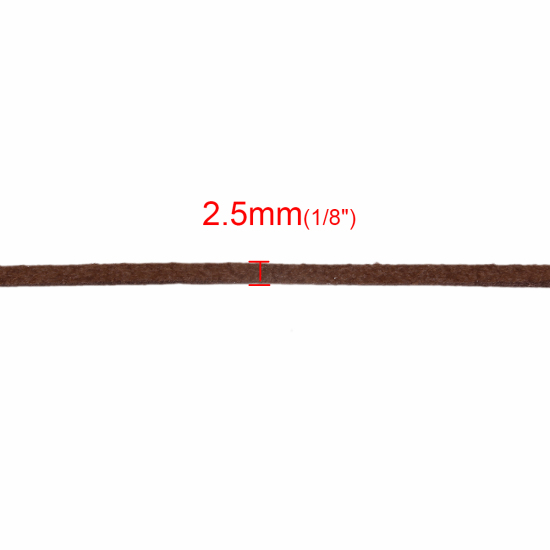 Bild von Veloursleder Velvet Schnur Kaffeebraun 2.5mm, 5 Strange(ca. 5M/Strang)
