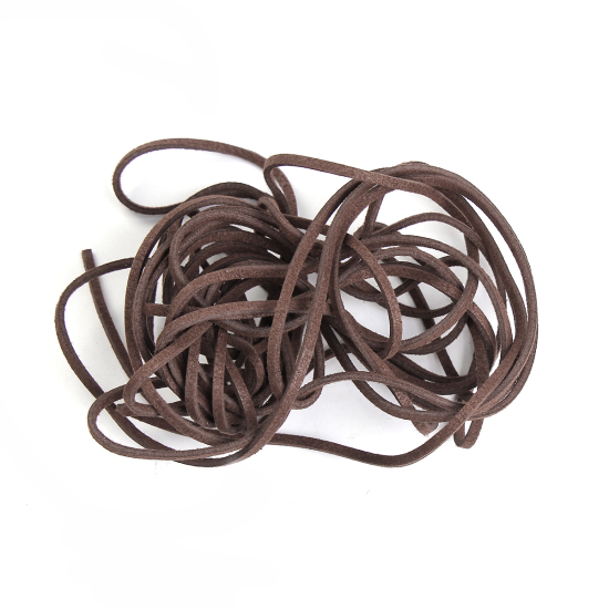 Bild von Veloursleder Velvet Schnur Kaffeebraun 2.5mm, 5 Strange(ca. 5M/Strang)