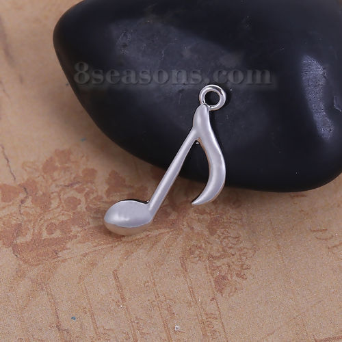 Picture of Zinc Based Alloy Music Charms Musical Note Silver Tone 25mm(1") x 11mm( 3/8"), 10 PCs
