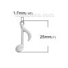 Image de Breloque Musique en Alliage de Zinc Note Musicale Argent Mat 25mm x 11mm, 10 Pcs