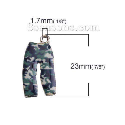 Imagen de Zamak Colgantes Charms Pantalones Chapado en Oro Verde del Ejército Esmalte 23mm x 13mm, 10 Unidades