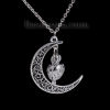 Picture of Galaxy Necklace Antique Silver Color Mexican Angel Caller Bola Harmony Ball Wish Box Moon Glow In The Dark Green Blue 48cm(18 7/8") long, 1 Piece