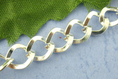 Aleación Enlace Curb Cadena,Argentado,7x8mm 2M