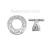 Picture of Zinc Based Alloy Toggle Clasps Antique Silver Color Hammered 31mm x 30mm 25mm x 20mm, 5 Sets