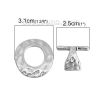 Picture of Zinc Based Alloy Toggle Clasps Antique Silver Color Hammered 31mm x 30mm 25mm x 20mm, 5 Sets