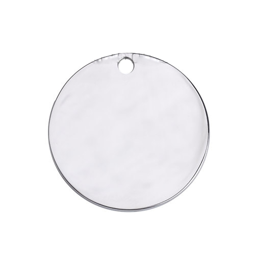 Picture of 3 PCs 304 Stainless Steel Blank Stamping Tags Pendants Round Silver Tone Double-sided Polishing 30mm Dia.