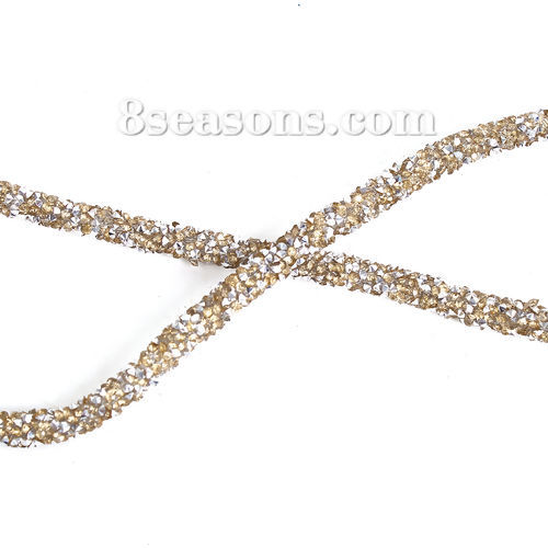 Bild von Acryl + Strass Schnur Braun 6mm, 2 Meter