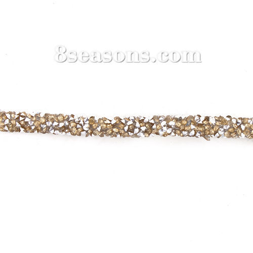 Bild von Acryl + Strass Schnur Braun 6mm, 2 Meter