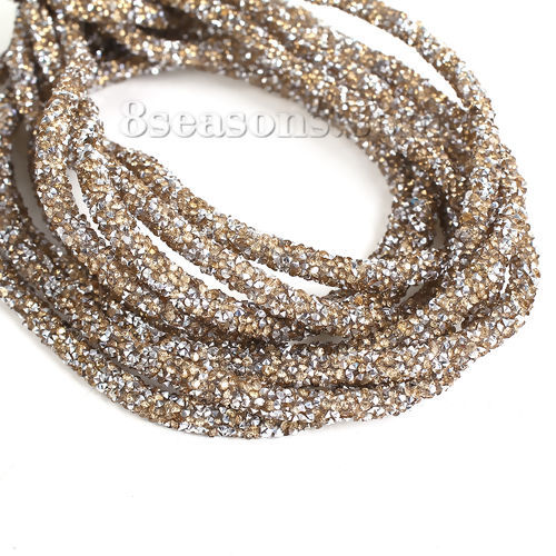 Bild von Acryl + Strass Schnur Braun 6mm, 2 Meter