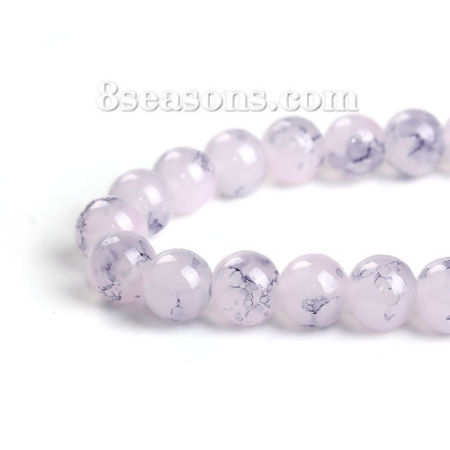 Picture of Glass Beads Round Mauve Ink Spot Pattern About 10mm Dia, Hole: Approx 1.6mm, 76cm long, 1 Strand (Approx 80 PCs/Strand)