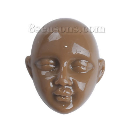 Resin Embellishments Face Brown Mask 23mm( 7/8") x 20mm( 6/8"), 20 PCs