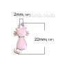 Picture of Zinc Based Alloy Charms Cat Animal Rose Gold Pink Enamel 22mm( 7/8") x 11mm( 3/8"), 10 PCs