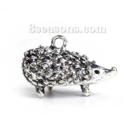 Imagen de Zamak Colgantes Charms Erizo Plata Antigua 25mm x 16mm, 10 Unidades