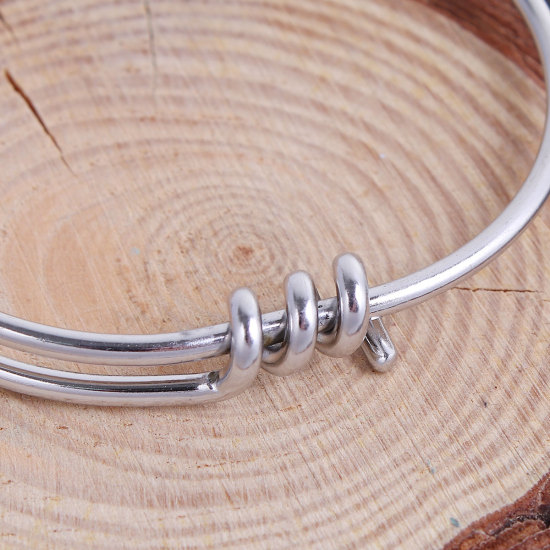 Immagine di 304 Acciaio Inossidabile Aprire Braccialetti Tono Argento 15.5cmLunghezza, 1 Pz