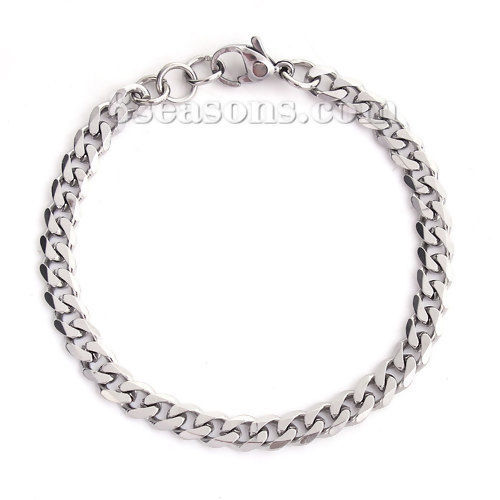 Picture of 304 Stainless Steel Bracelets Silver Tone 17cm(6 6/8") long, 1 Piece