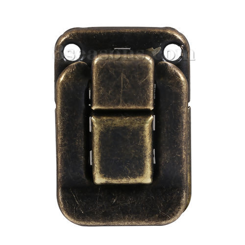 Picture of Iron Based Alloy Suitcase Box Lock Catch Latches Rectangle Antique Bronze 3.9cm x2.7cm(1 4/8" x1 1/8") 2.7cm x2.5cm(1 1/8" x1"), 20 Sets