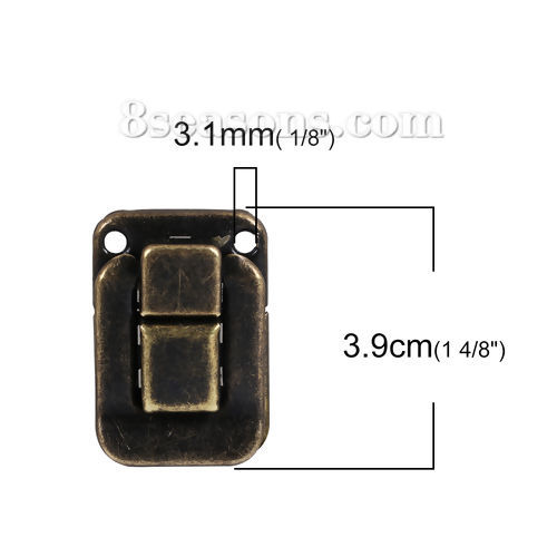 Picture of Iron Based Alloy Suitcase Box Lock Catch Latches Rectangle Antique Bronze 3.9cm x2.7cm(1 4/8" x1 1/8") 2.7cm x2.5cm(1 1/8" x1"), 20 Sets