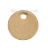 Image de Breloque en Acier Inoxydable Rond Pouvoir Graver sur Espace Blanc Doré 8mm Dia, 10 Pcs