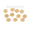Image de Breloque en Acier Inoxydable Rond Pouvoir Graver sur Espace Blanc Doré 8mm Dia, 10 Pcs