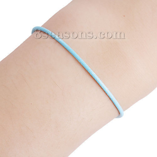 Picture of Wax Cord Braiding Bracelets Blue 19cm(7 4/8") long, 20 PCs