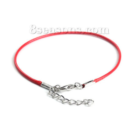 Wax Cord Braiding Bracelets Red 19.5cm(7 5/8") long, 20 PCs
