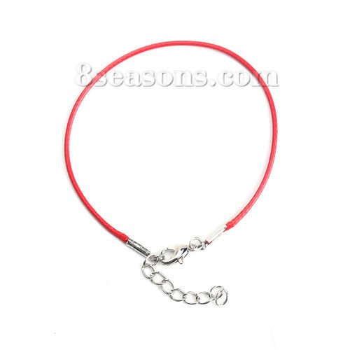 Picture of Wax Cord Braiding Bracelets Red 19.5cm(7 5/8") long, 20 PCs
