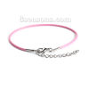 Picture of Wax Cord Braiding Bracelets Pink 19.5cm(7 5/8") long, 20 PCs