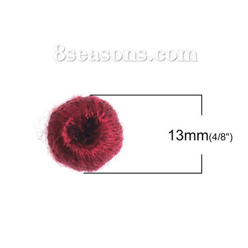 Picture of Acrylic & Cotton Beads Round Wine Red About 13mm x 10mm, Hole: Approx 4.5mm, 5 PCs