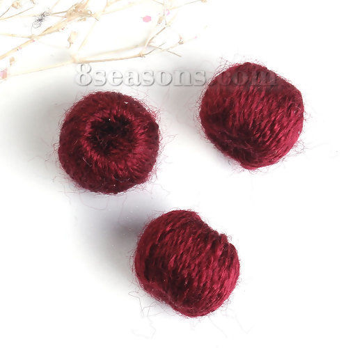 Picture of Acrylic & Cotton Beads Round Wine Red About 13mm x 10mm, Hole: Approx 4.5mm, 5 PCs