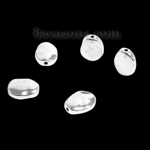 Immagine di Lega di Zinco Separatori Perline Ovale Argento Antico Circa 15mm x 12mm, Foro:Circa 1.6mm, 30 Pz