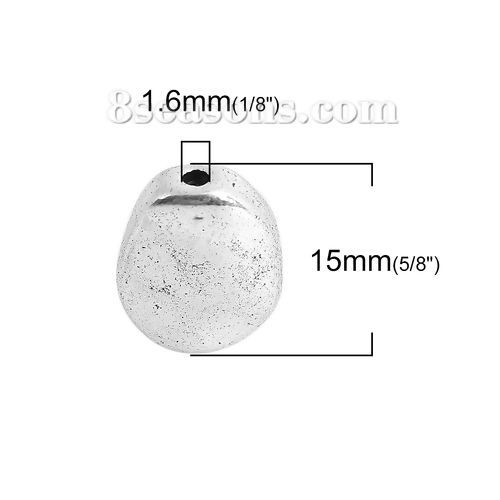 Immagine di Lega di Zinco Separatori Perline Ovale Argento Antico Circa 15mm x 12mm, Foro:Circa 1.6mm, 30 Pz