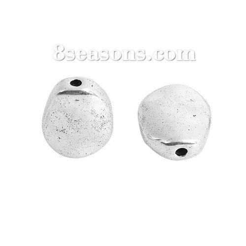 Immagine di Lega di Zinco Separatori Perline Ovale Argento Antico Circa 15mm x 12mm, Foro:Circa 1.6mm, 30 Pz