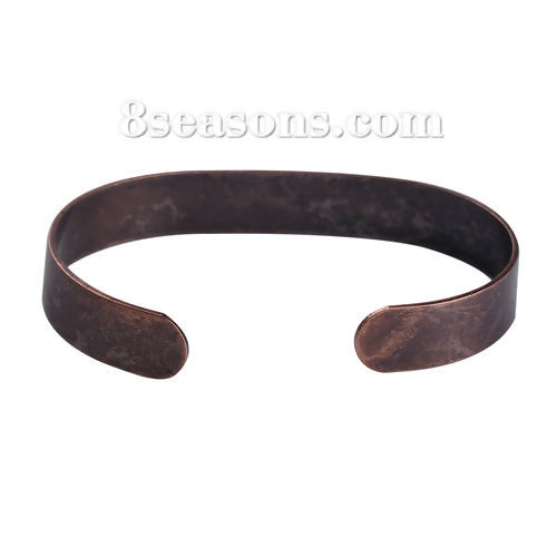 Picture of Brass Open Cuff Bangles Bracelets Round Antique Copper 16cm(6 2/8") long, 1 Piece                                                                                                                                                                             