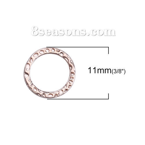 Image de Breloque Martelage en Laiton Annulaire Or Rose 11mm Dia, 5 Pcs