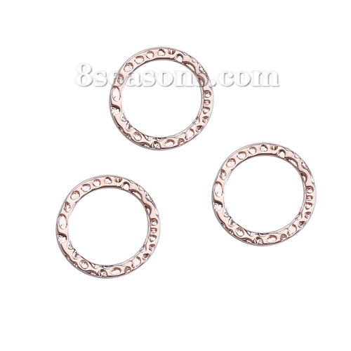 Image de Breloque Martelage en Laiton Annulaire Or Rose 11mm Dia, 5 Pcs