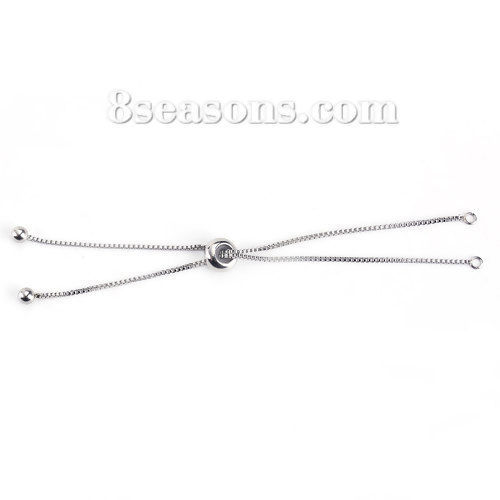 Picture of 304 Stainless Steel Adjustable Slider/Slide Extender Chain For Jewelry Bracelet Silver Tone 11cm(4 3/8") long, 1 Piece
