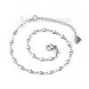 Picture of 304 Stainless Steel Anklets Heart Silver Tone 23cm(9") long, Chain Size: 7x4mm( 2/8" x 1/8"), 1 Piece