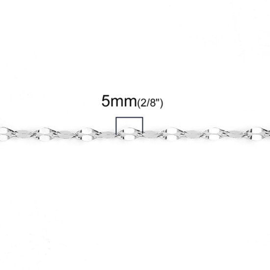 Picture of 304 Stainless Steel Lips Chain Necklace Silver Tone 50cm(19 5/8") long, Chain Size: 5x2.5mm( 2/8" x 1/8"), 1 Piece