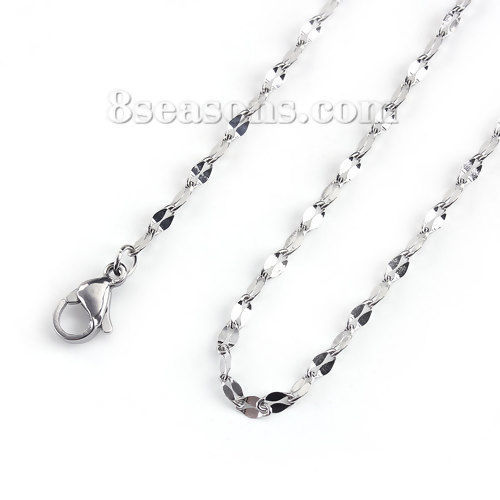 Picture of 304 Stainless Steel Carambola Chain Necklace Silver Tone 50cm(19 5/8") long, Chain Size: 5x2.3mm( 2/8" x 1/8"), 1 Piece