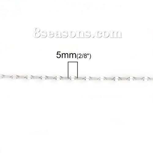 Image de Colliers en 304 Acier Inoxydable Chaîne Maille Carambole Argent Mat 50cm Long, Taille de chaîne: 5x2.3mm, 1 Pièce