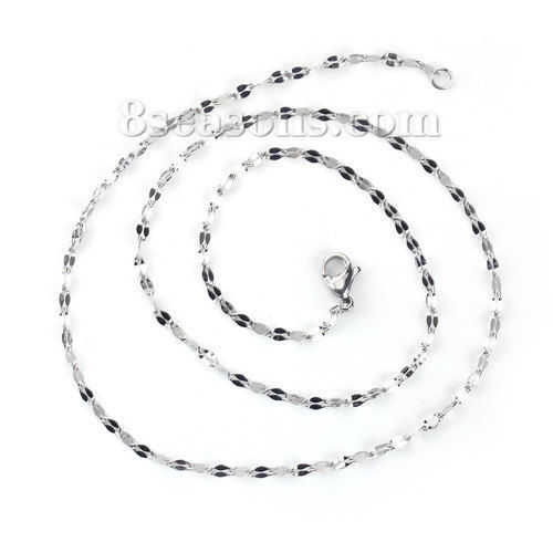 Image de Colliers en 304 Acier Inoxydable Chaîne Maille Carambole Argent Mat 50cm Long, Taille de chaîne: 5x2.3mm, 1 Pièce
