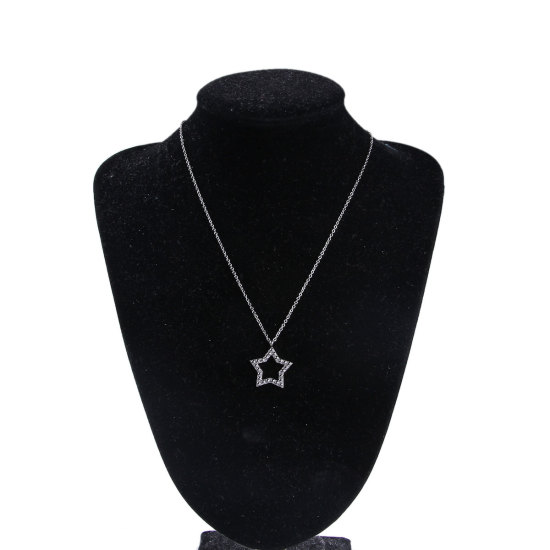Image de Colliers en 304 Acier Inoxydable Argent Mat Etoile 45cm Long, 1 Pièce