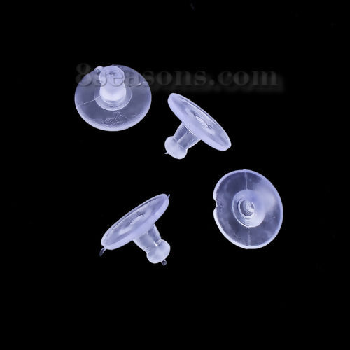 Picture of Silicone Ear Nuts Post Stopper Earring Findings Transparent Clear 10mm x 7mm, 200 PCs