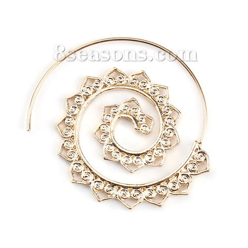 Bild von Wirbel Spirale Ohrring Vergoldet Spiral Herz 42mm x 35mm, Drahtstärke: (17 gauge), 1 Paar